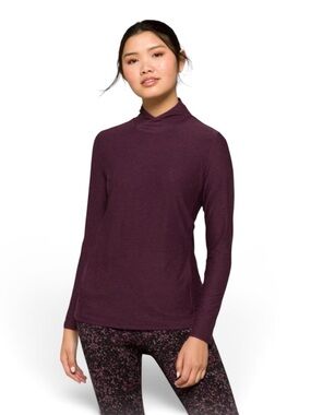 We Wander WeFlex Darlene Crossover Deep Purple Mock Neck Performance Top size M